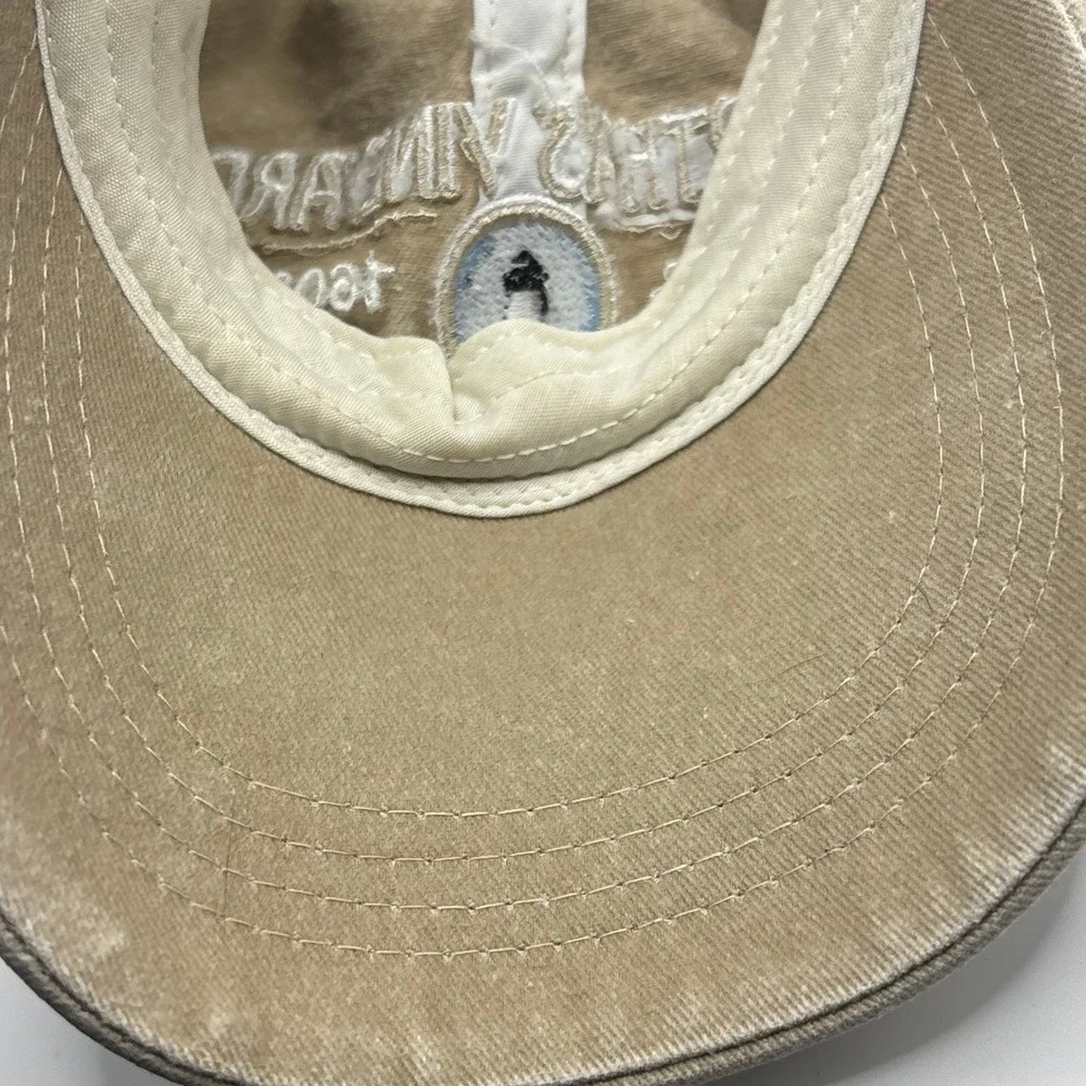 Vintage Hat Triangle Martha's Vineyard Tan Cotton Lighthouse Embroidered Cap